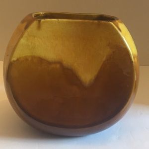 Haeger MCM yellow and brown drip vase
